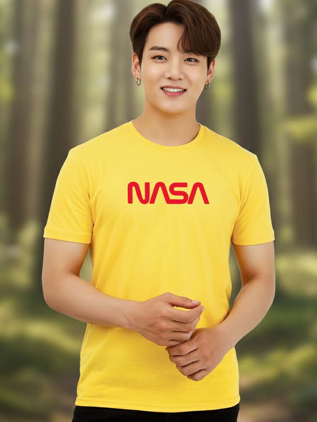 Greylongg Round Neck Nasa Design Printed T-Shirt.