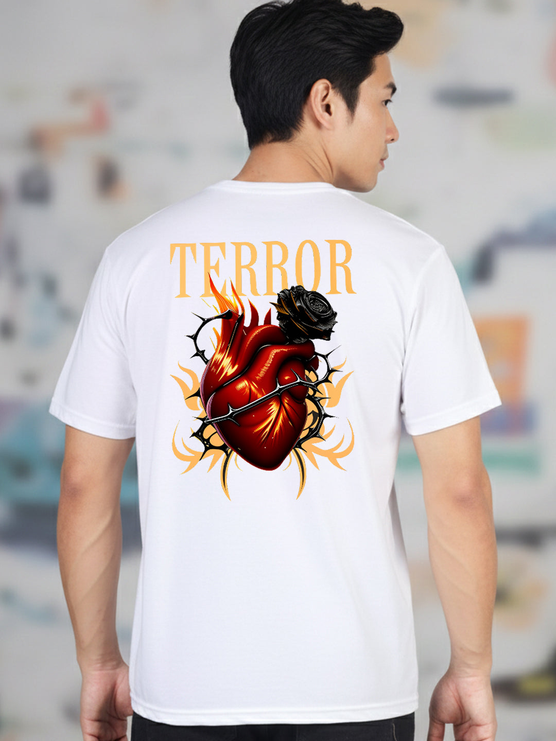 Greylongg Round Neck Terror Design Printed T-Shirt.