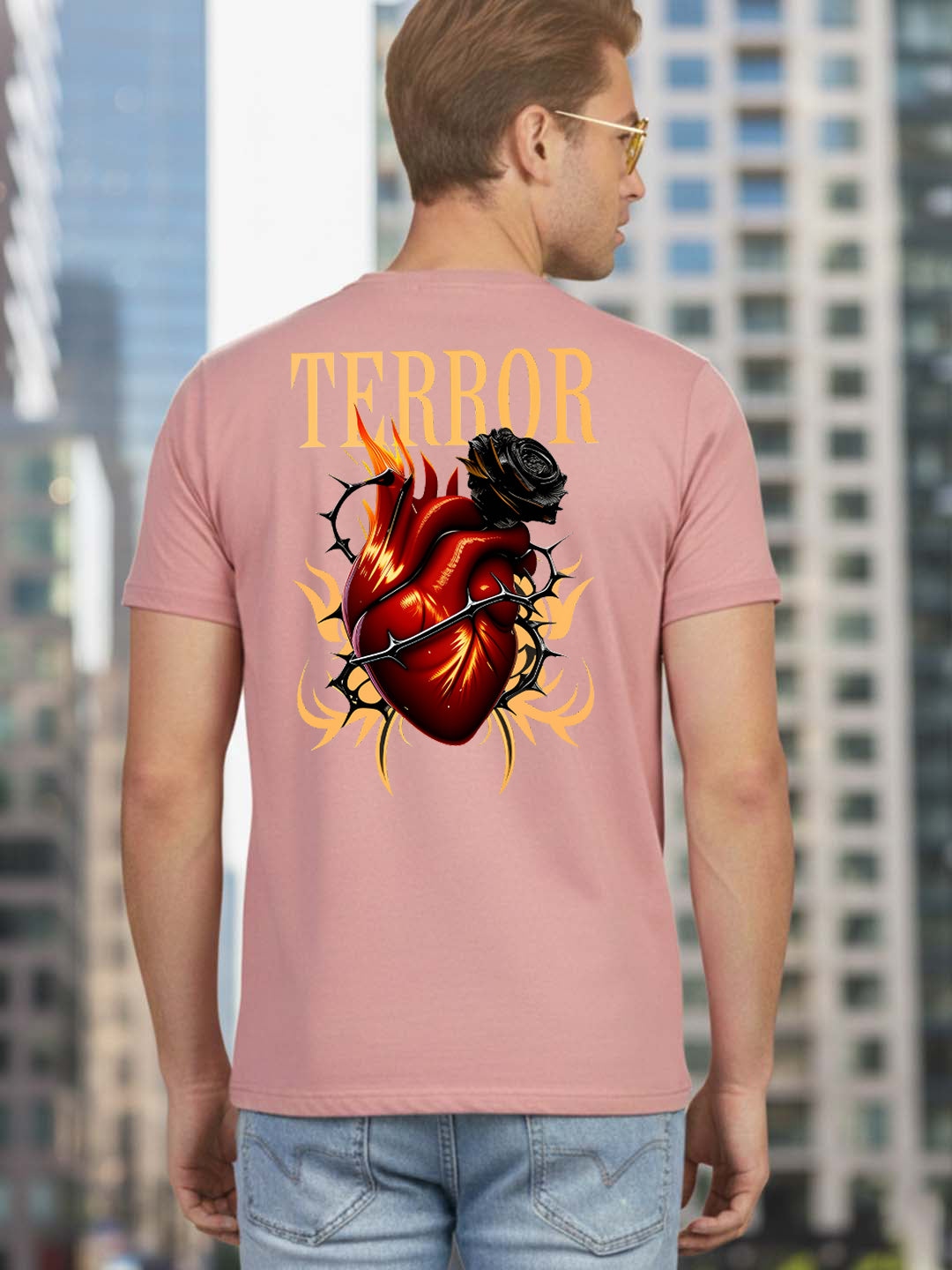Greylongg Round Neck Terror Design Printed T-Shirt.