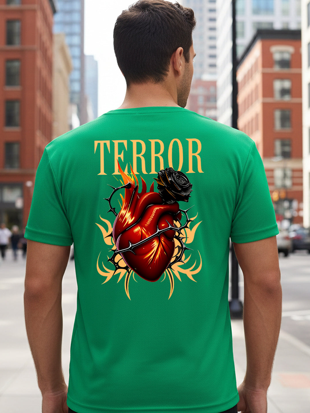 Greylongg Round Neck Terror Design Printed T-Shirt.