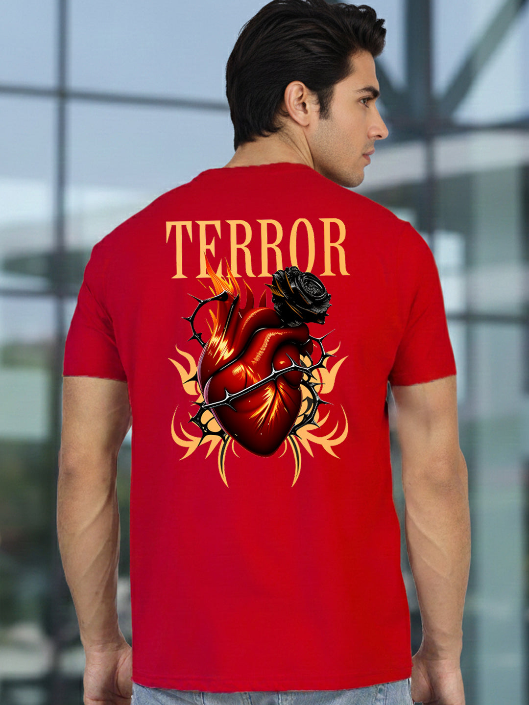 Greylongg Round Neck Terror Design Printed T-Shirt.