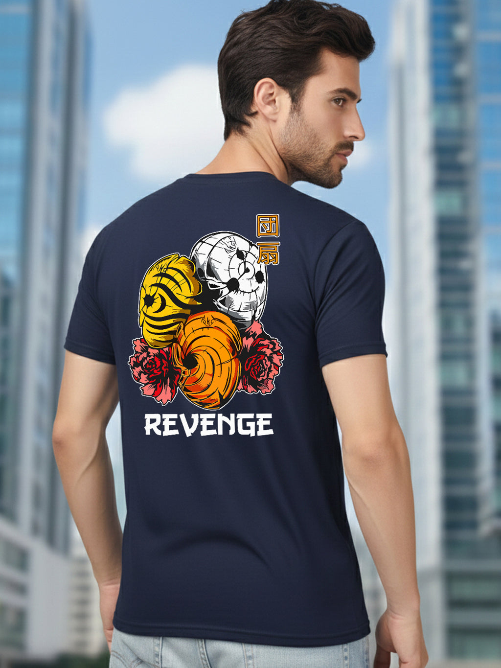 Greylongg Round Neck Revenge Design Printed T-Shirt.