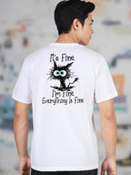 Greylongg Round Neck It's Fine Design Printed T-Shirt.