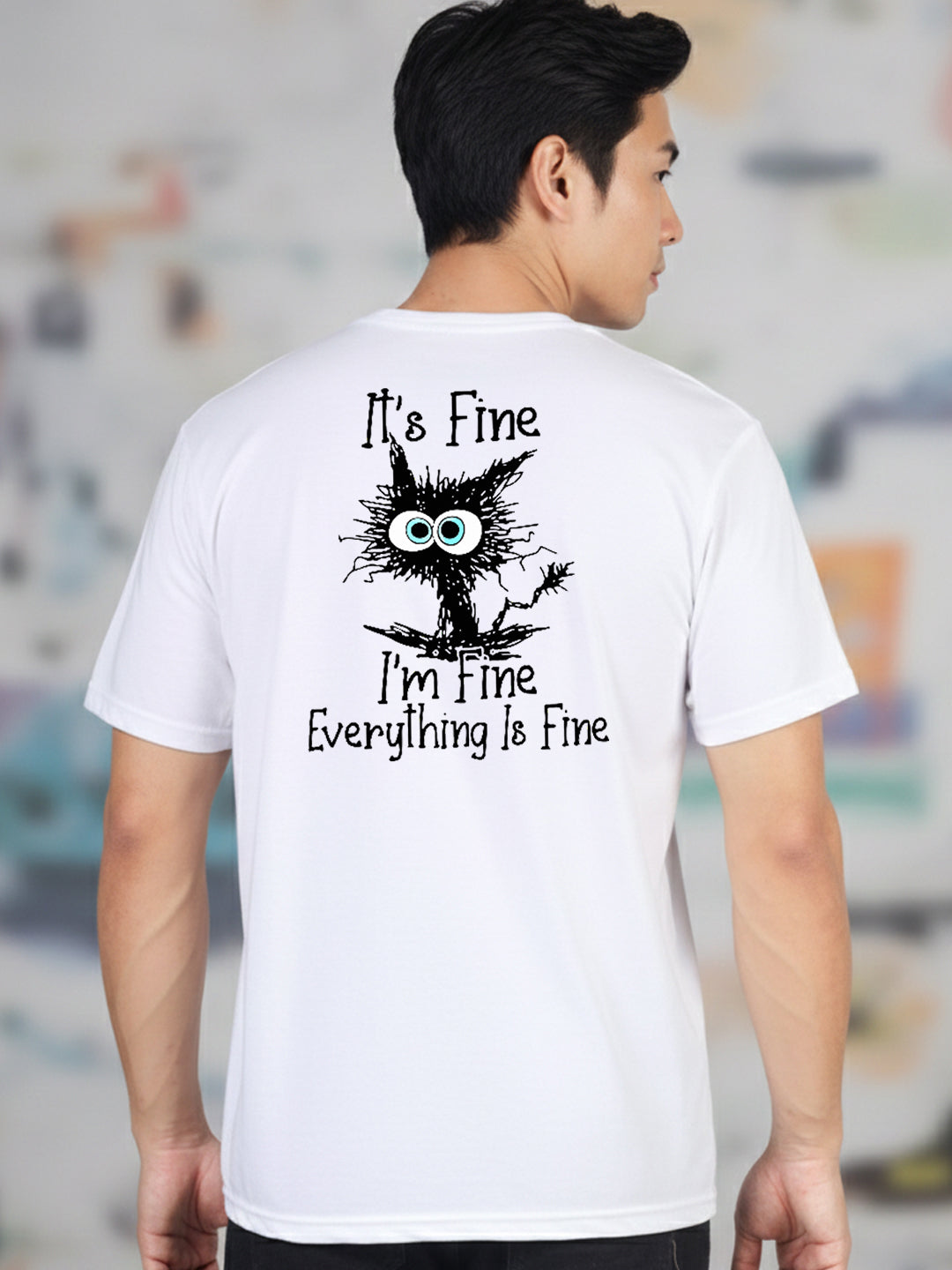 Greylongg Round Neck It's Fine Design Printed T-Shirt.