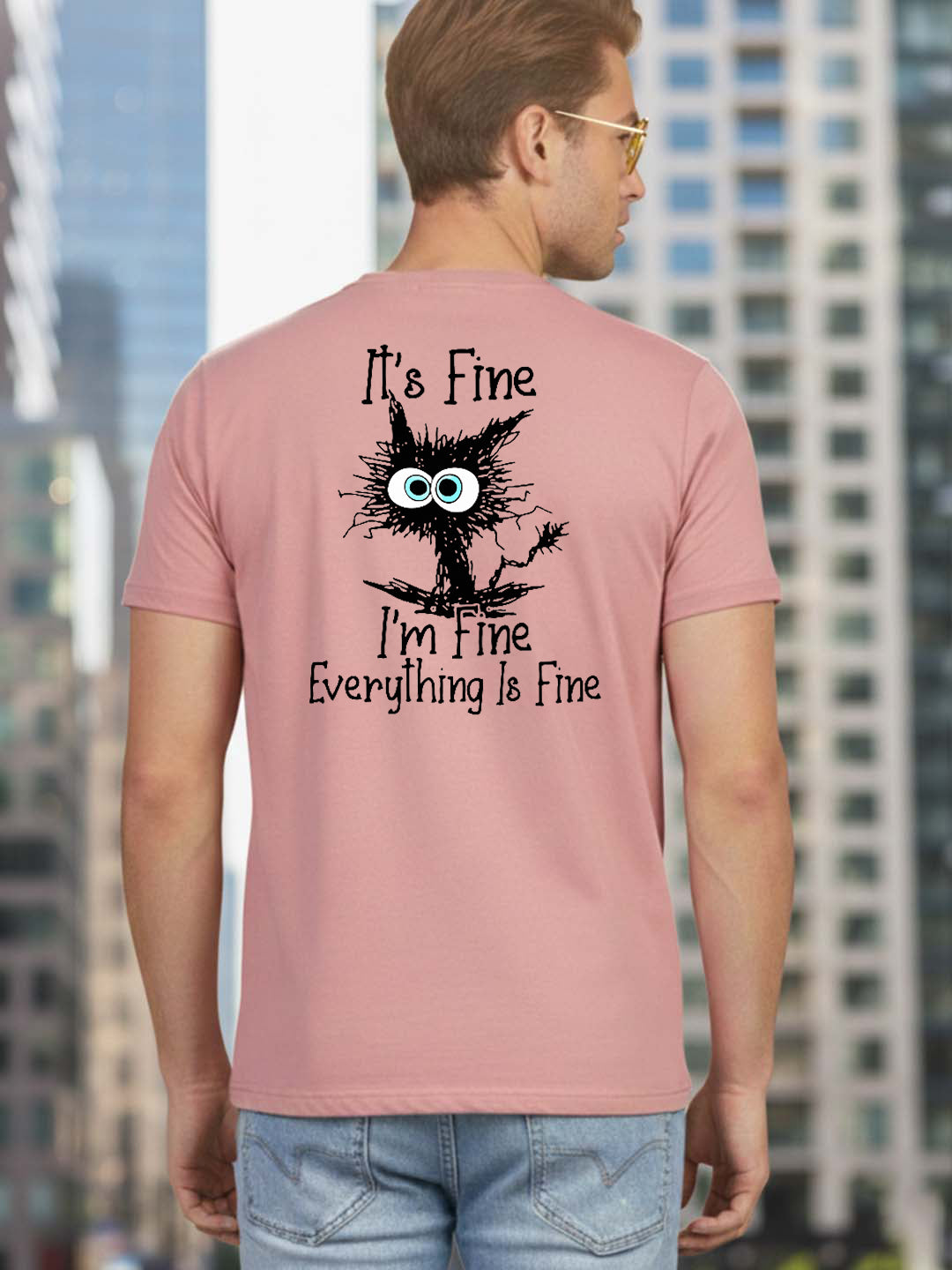 Greylongg Round Neck It's Fine Design Printed T-Shirt.