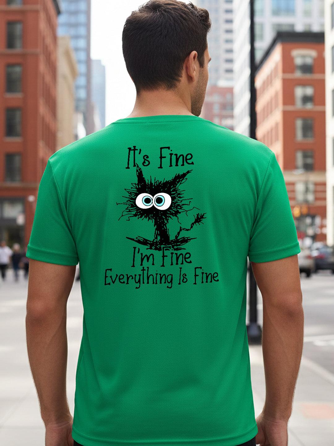 Greylongg Round Neck It's Fine Design Printed T-Shirt.