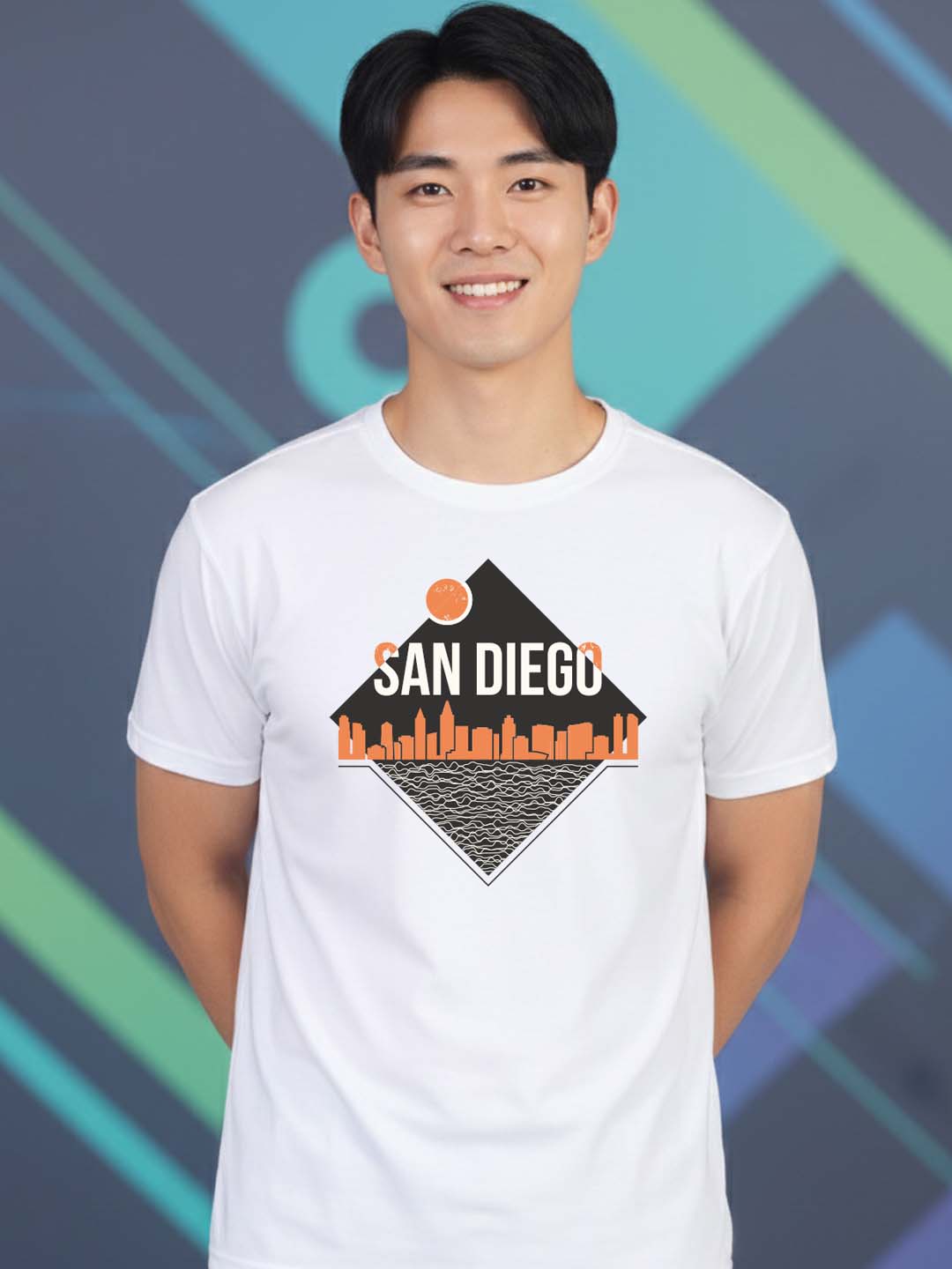 Greylongg Round Neck San Diego Design Printed T-Shirt.