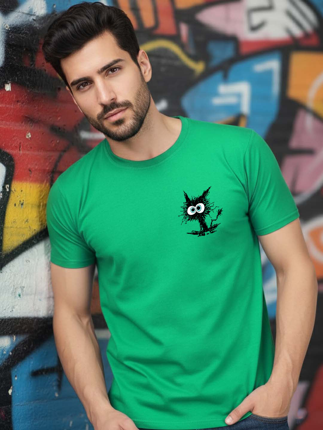 Greylongg Round Neck It's Fine Design Printed T-Shirt.