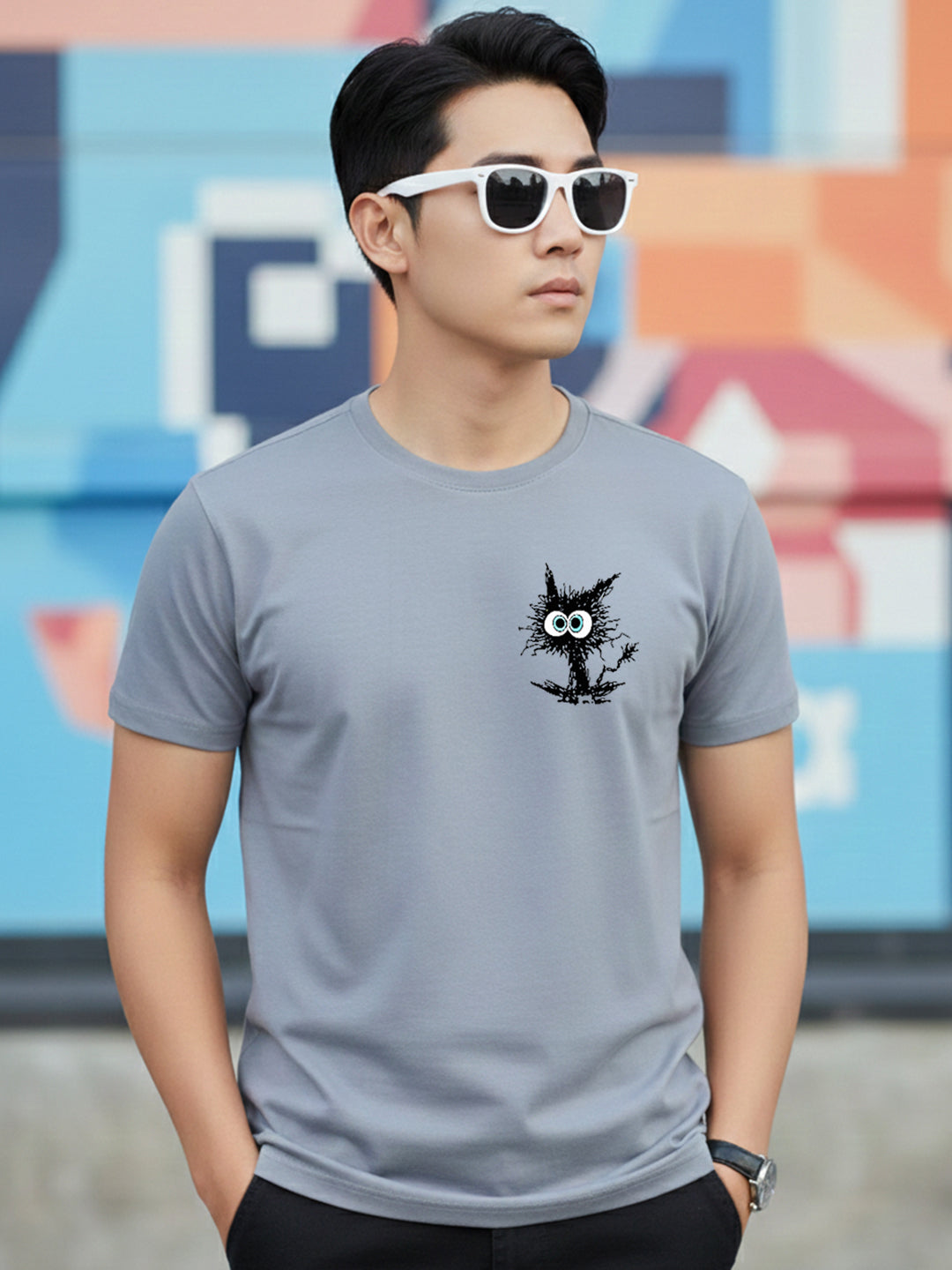 Greylongg Round Neck It's Fine Design Printed T-Shirt.