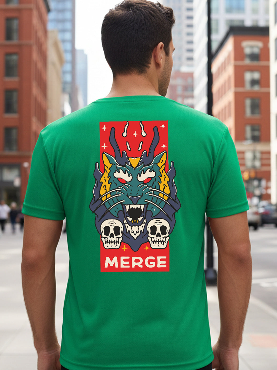 Greylongg Round Neck It's Gragon Design Printed T-Shirt.