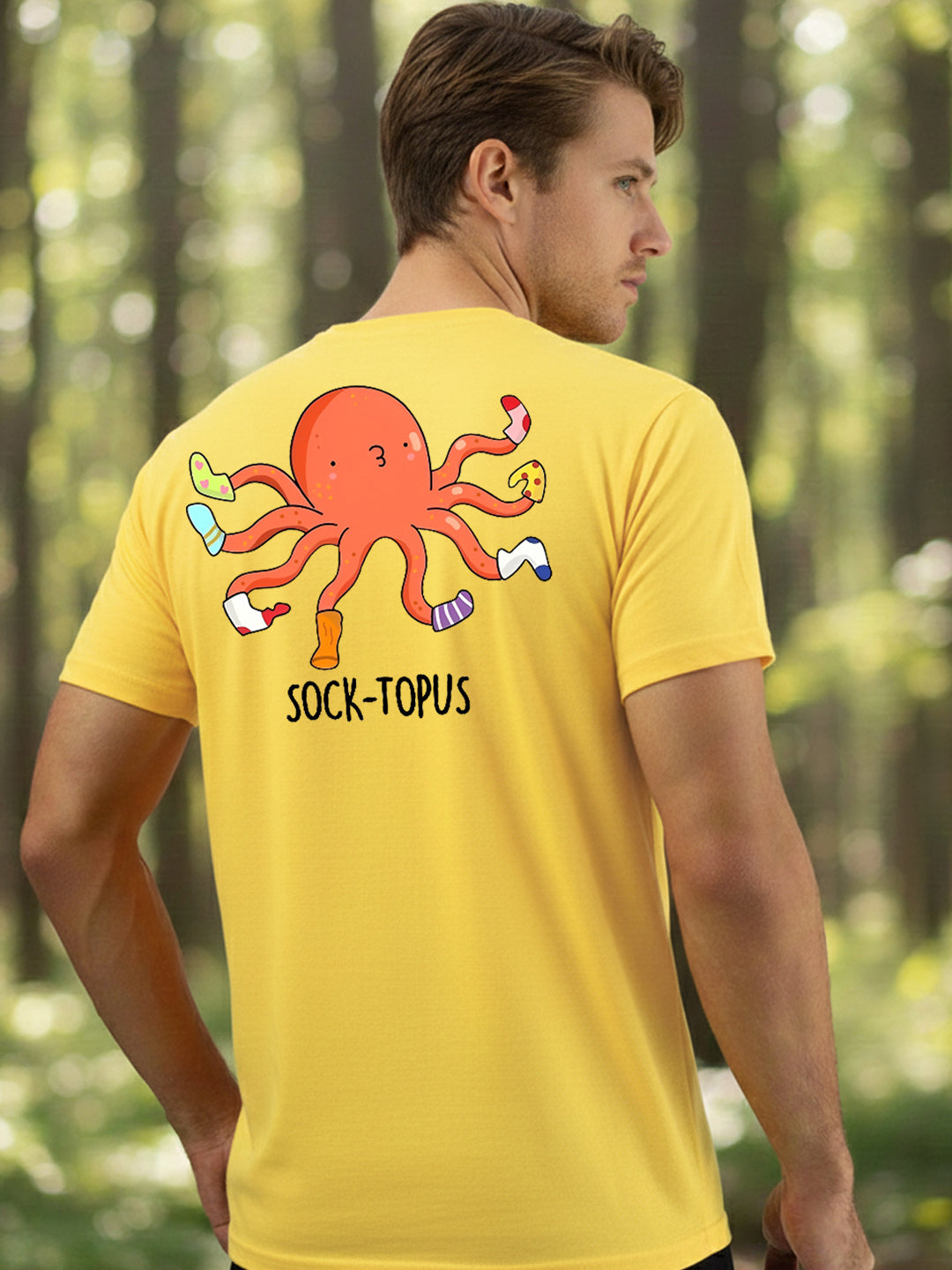 Greylongg Round Neck It's Octopus Design Printed T-Shirt.