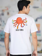 Greylongg Round Neck It's Octopus Design Printed T-Shirt.