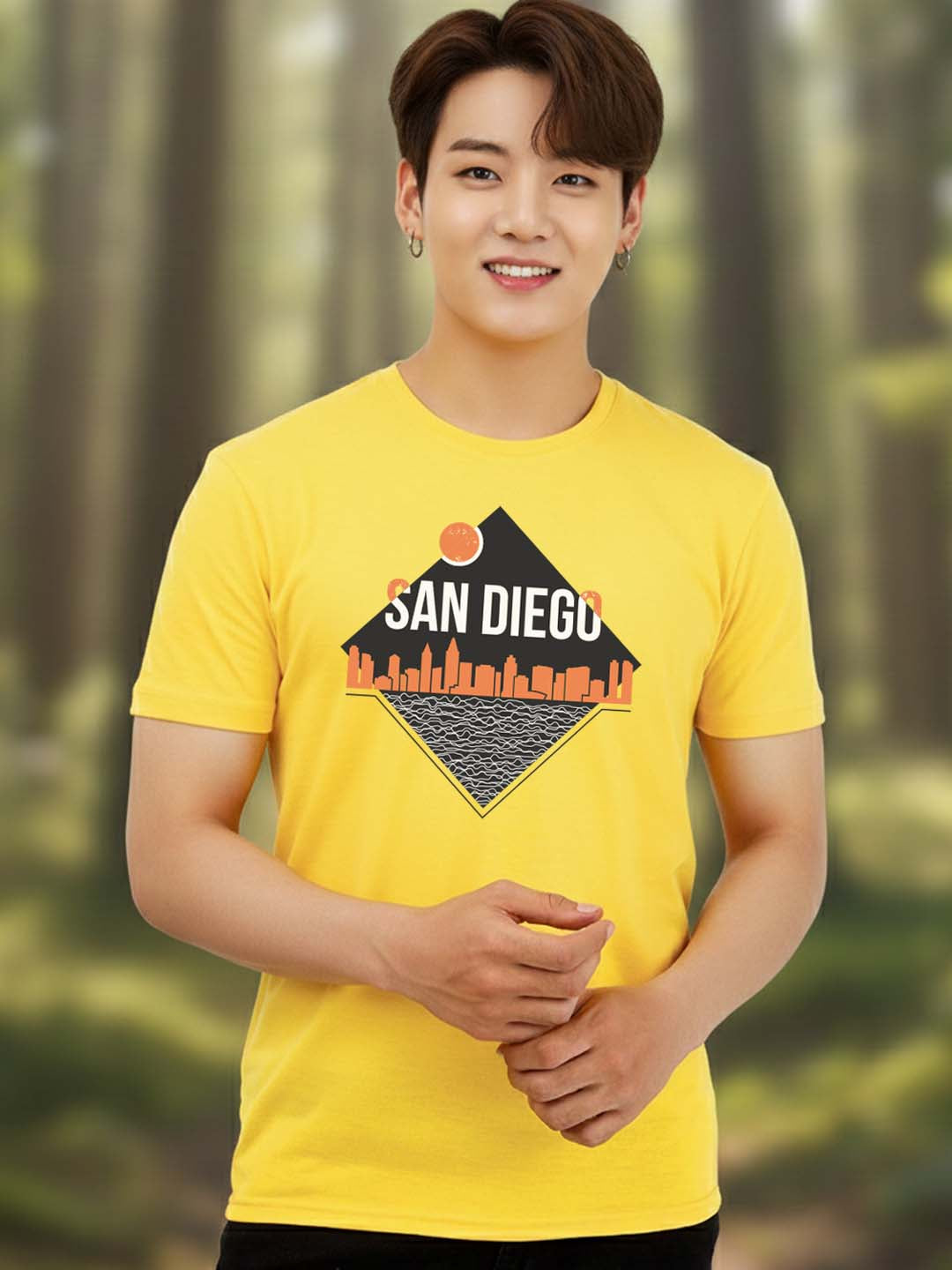 Greylongg Round Neck San Diego Design Printed T-Shirt.