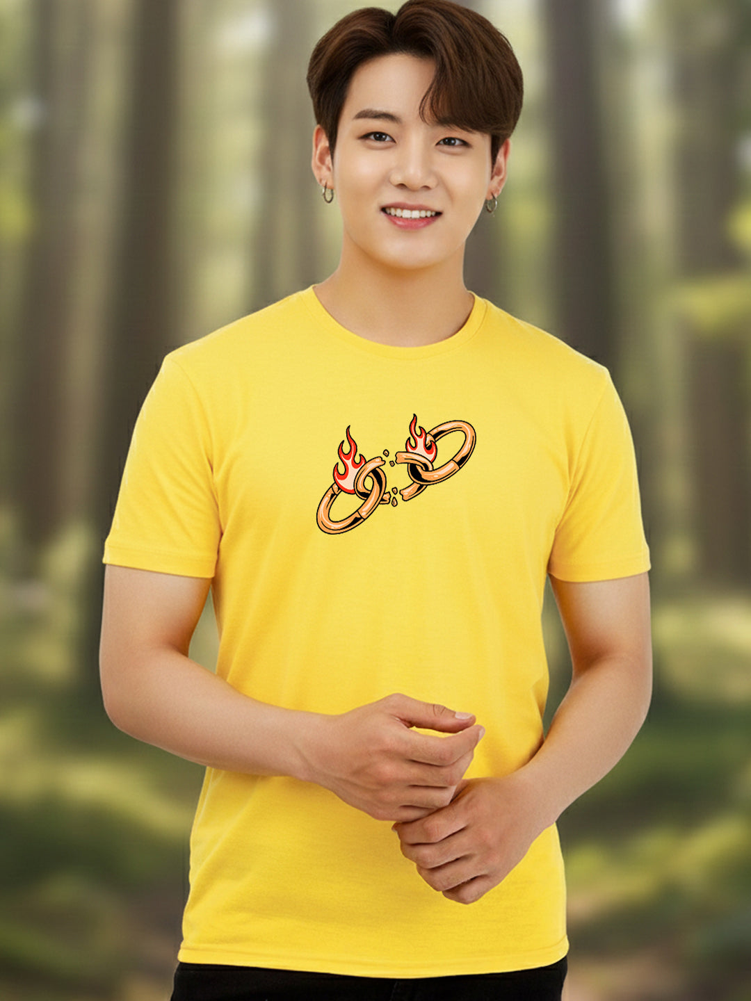 Greylongg Round Neck Streetwear Design Printed T-Shirt.