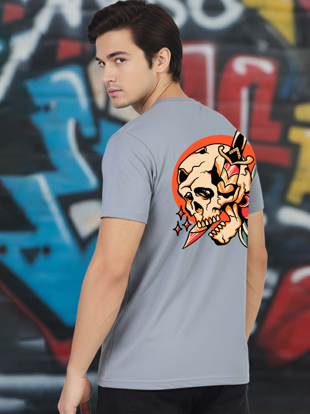 Greylongg Round Neck Streetwear Design Printed T-Shirt.