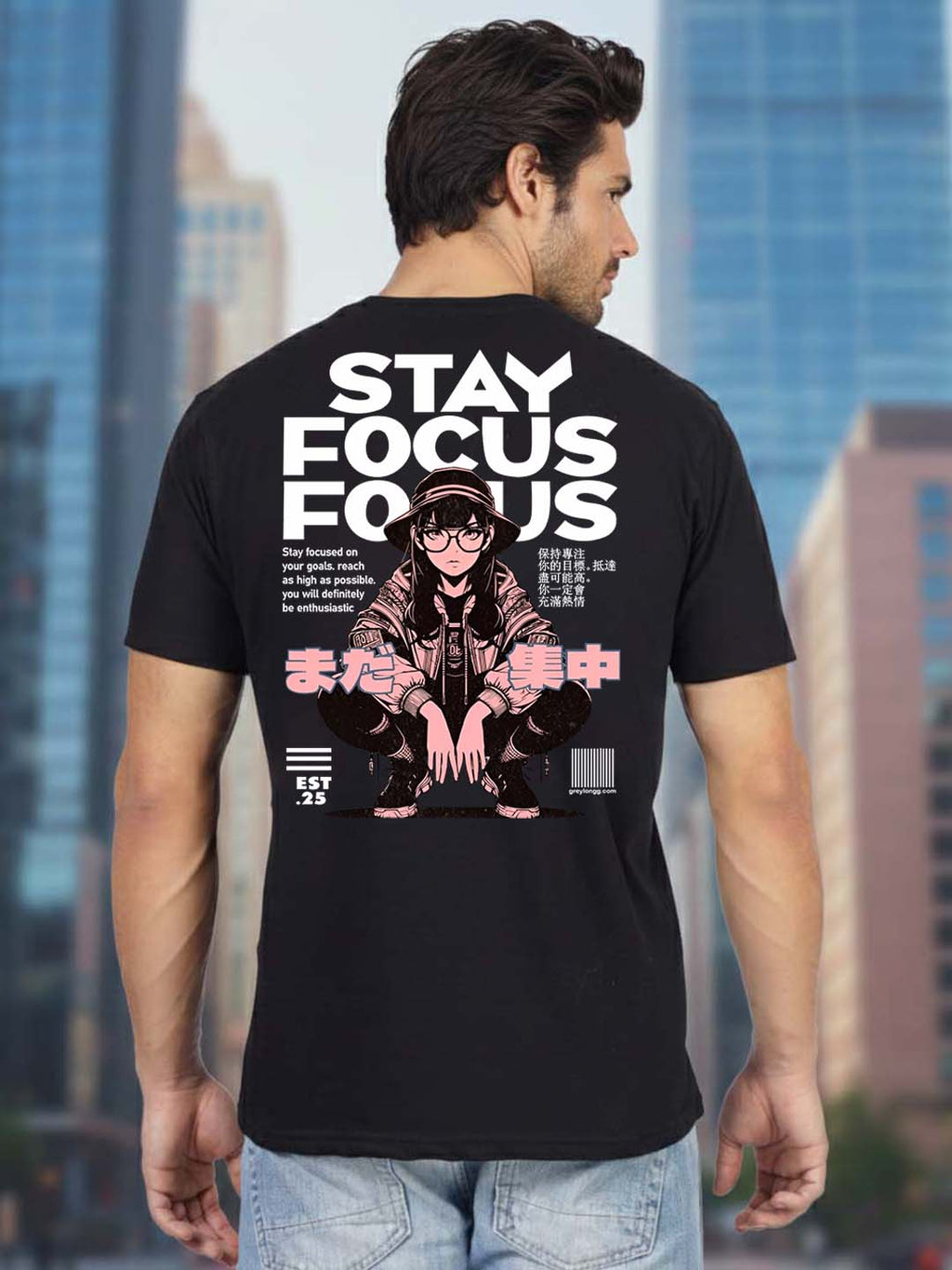 Greylongg Round Neck Streetwear Design Printed T-Shirt.