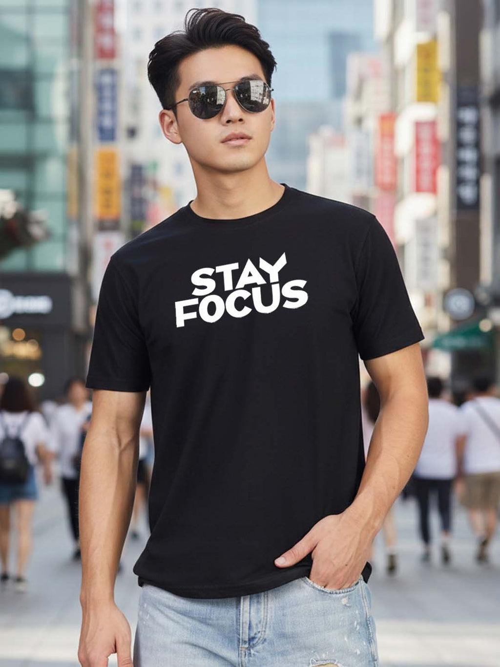 Greylongg Round Neck Streetwear Design Printed T-Shirt.