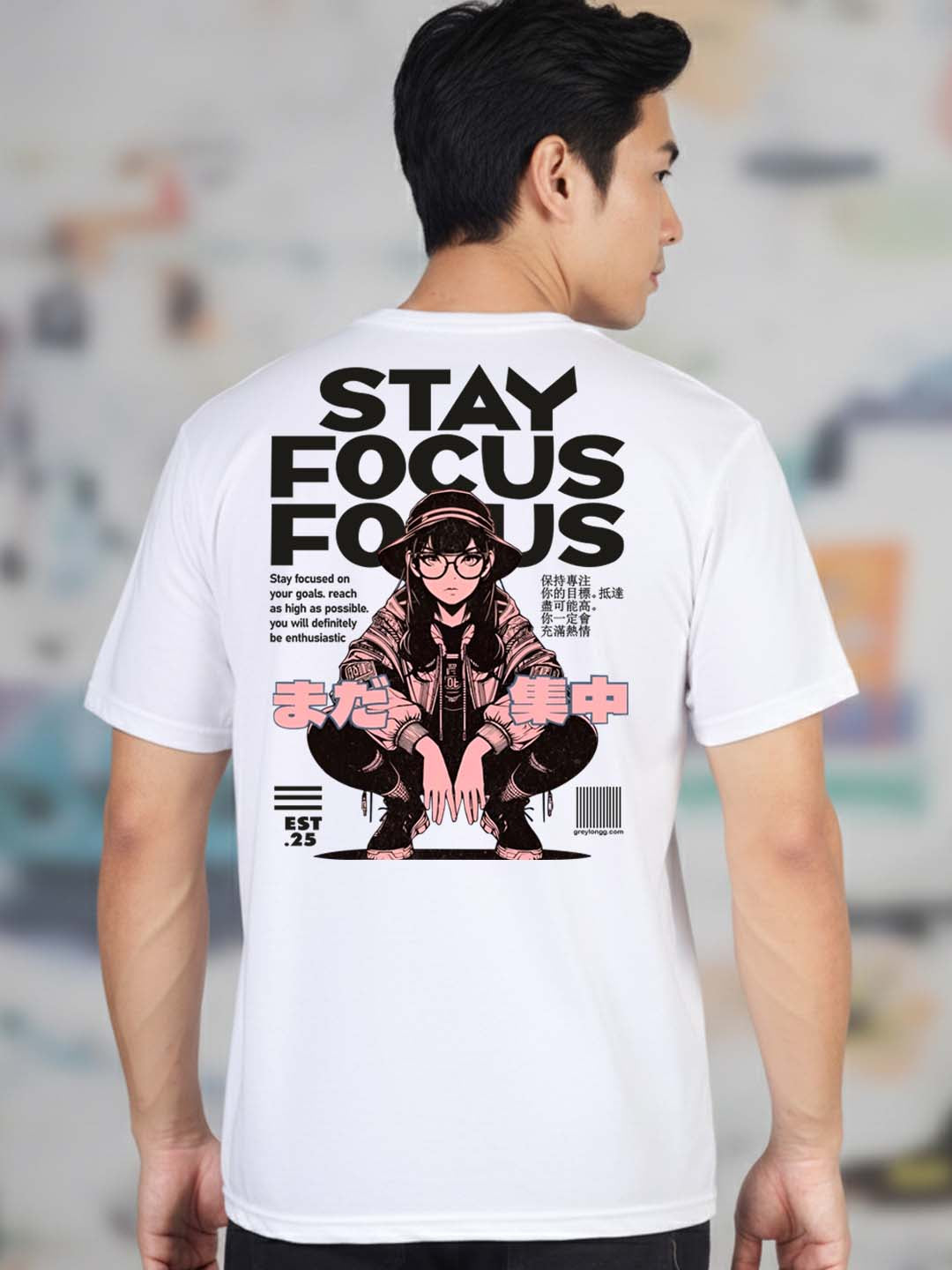 Greylongg Round Neck Streetwear Design Printed T-Shirt.