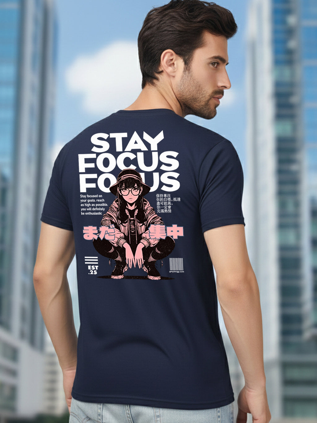 Greylongg Round Neck Streetwear Design Printed T-Shirt.