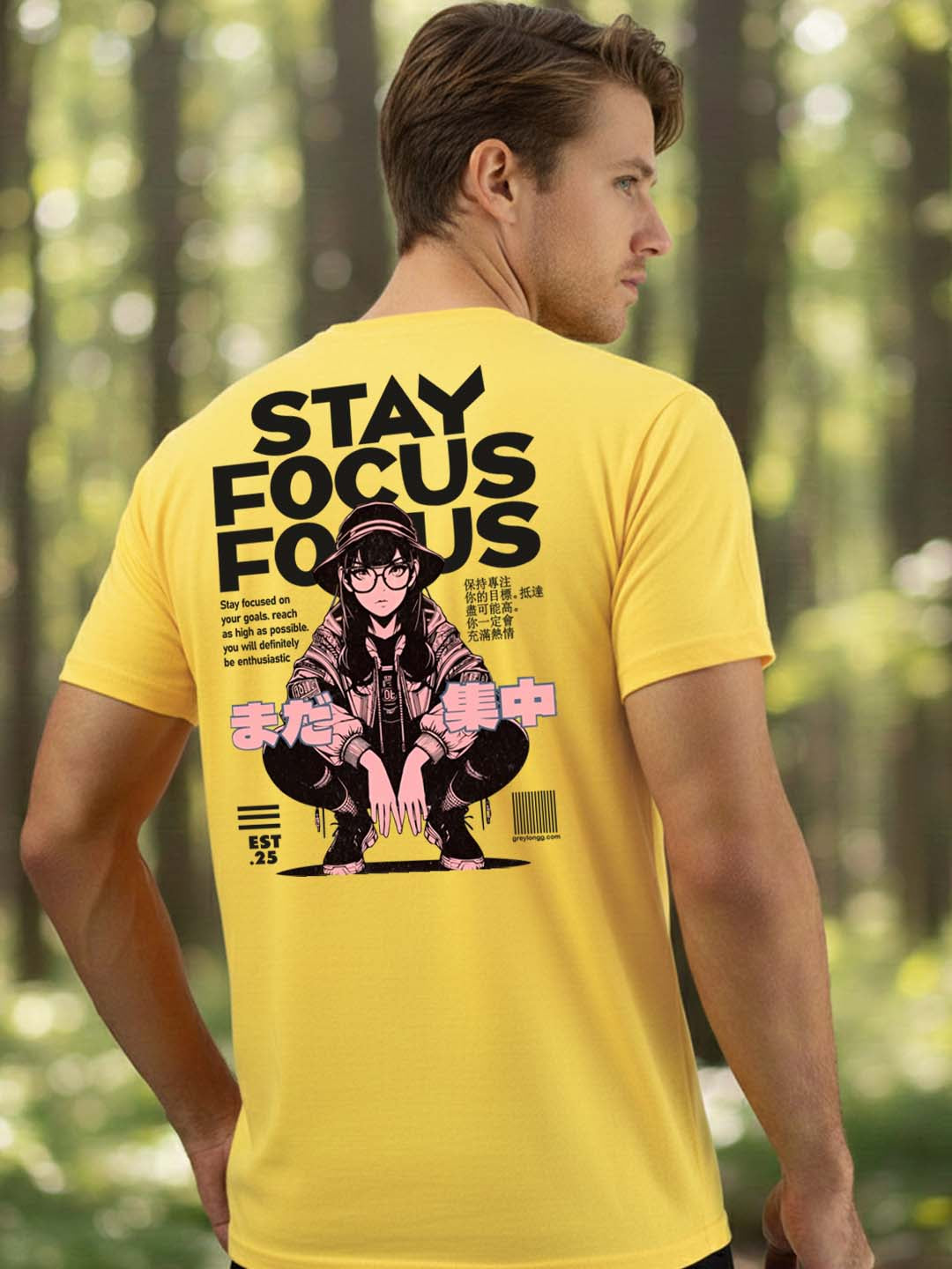 Greylongg Round Neck Streetwear Design Printed T-Shirt.