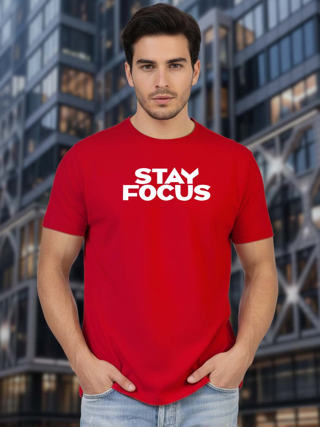 Greylongg Round Neck Streetwear Design Printed T-Shirt.