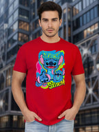 Greylongg Round Neck Stitch Design Printed T-Shirt.