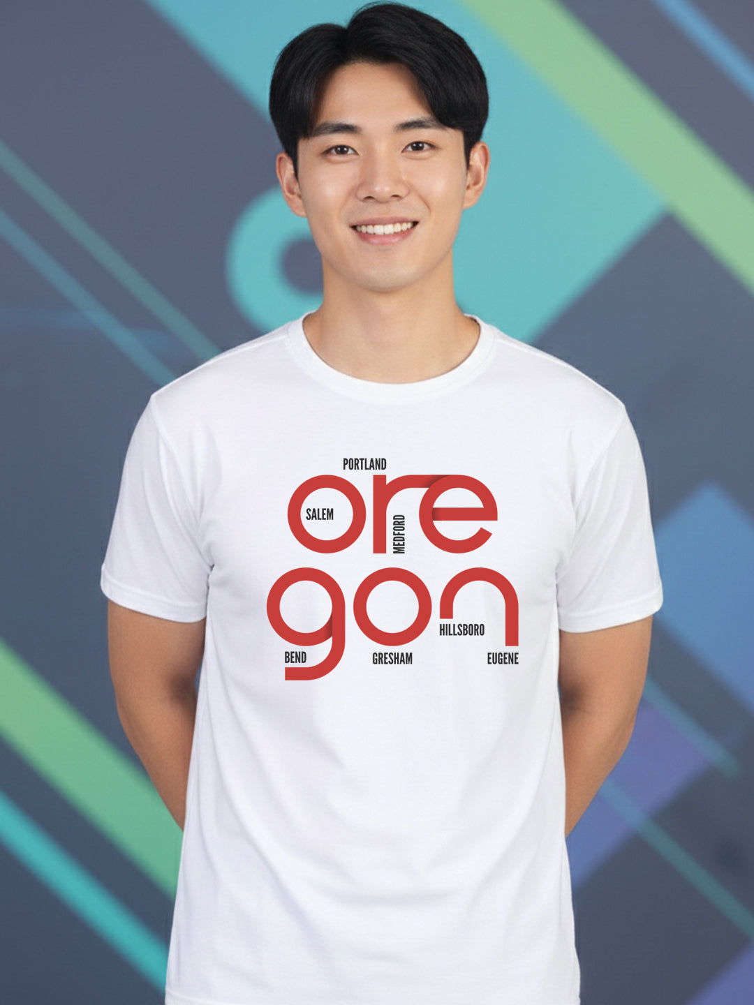 Greylongg Round Neck Oregon Design Printed T-Shirt.