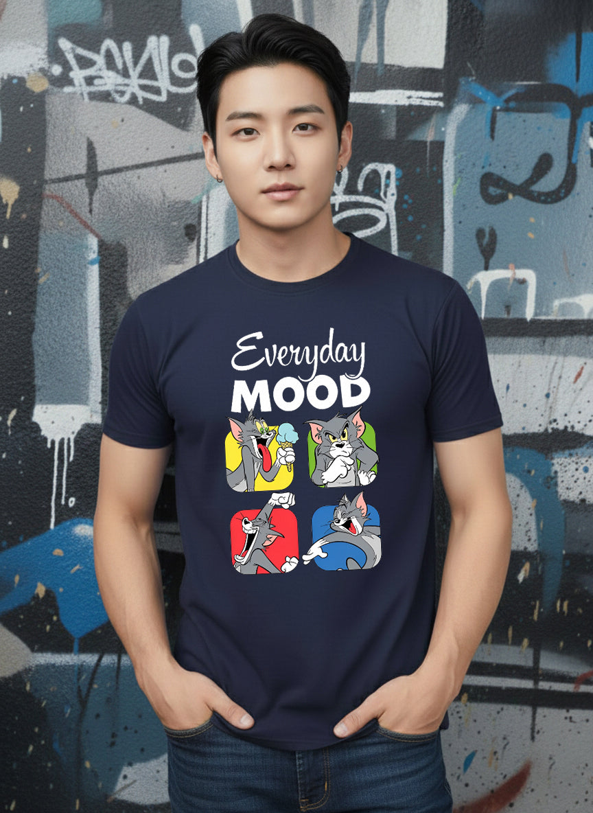 Greylongg Round Neck Tom Cartoon Design Printed T-Shirt.