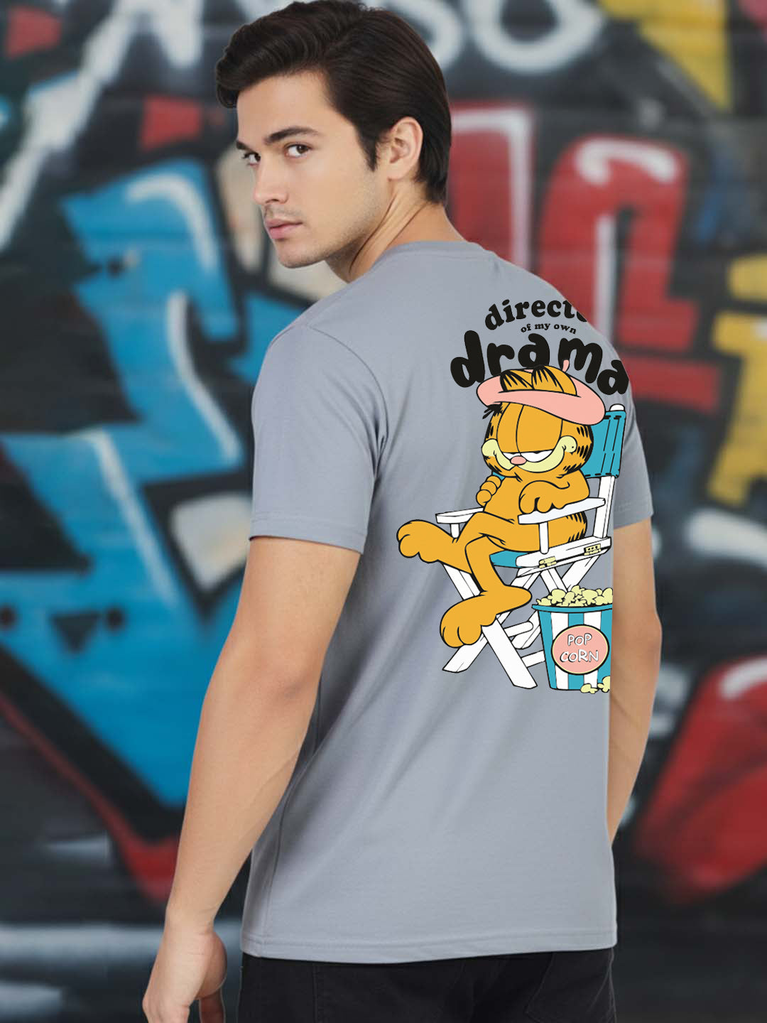 Greylongg Round Neck Garfield Design Printed T-Shirt.