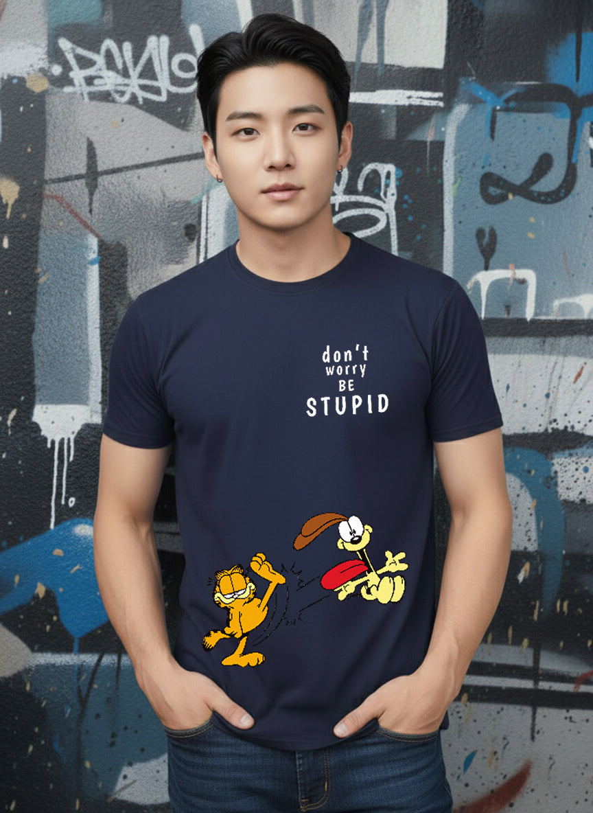 Greylongg Round Neck Garfield Design Printed T-Shirt.