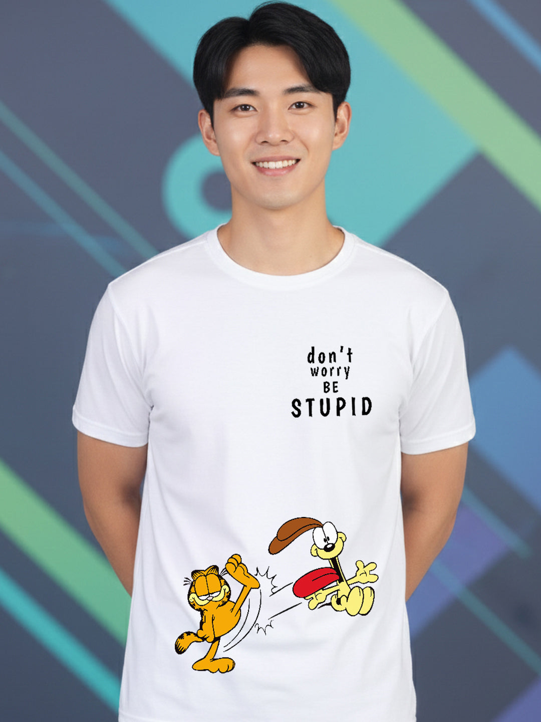 Greylongg Round Neck Garfield Design Printed T-Shirt.