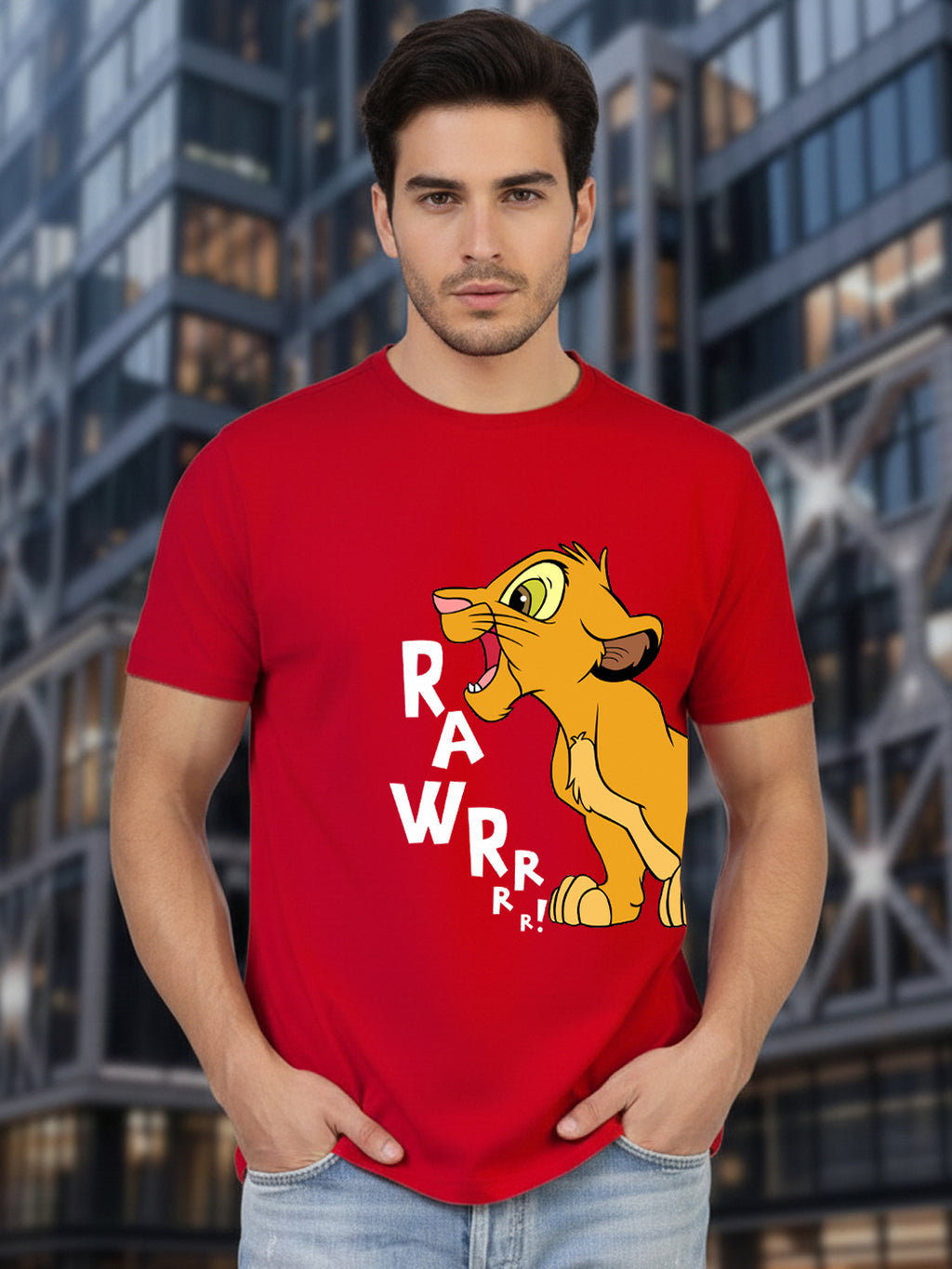 Greylongg Round Neck Disney Simba Design Printed T-Shirt.