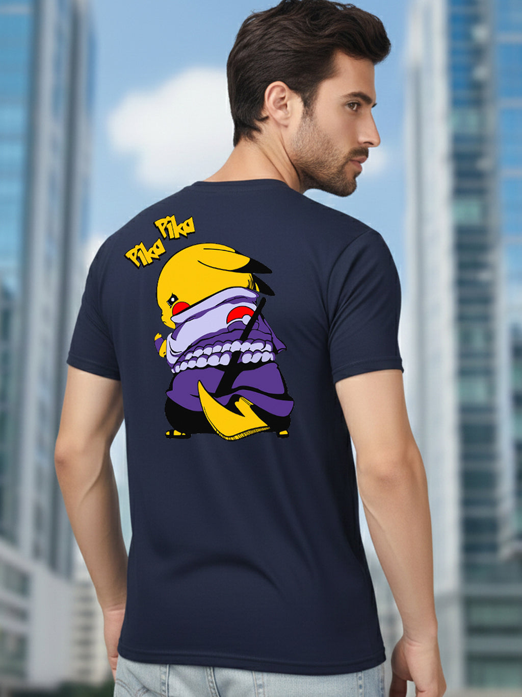 Greylongg Round Neck Cartoon Pika-chu Design Printed T-Shirt.