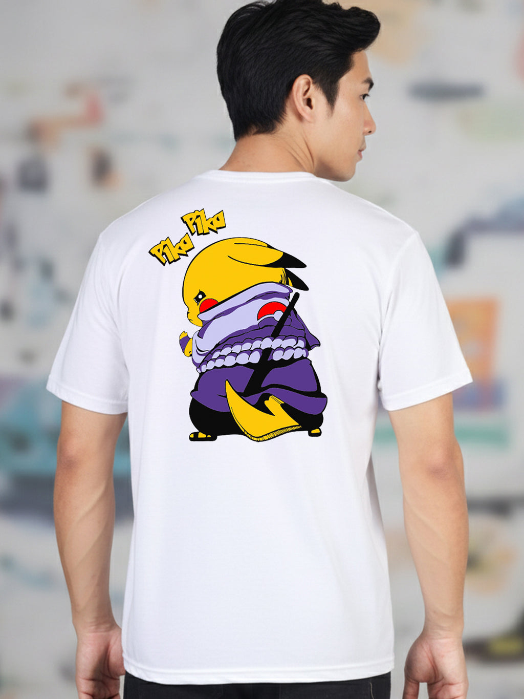 Greylongg Round Neck Cartoon Pika-chu Design Printed T-Shirt.