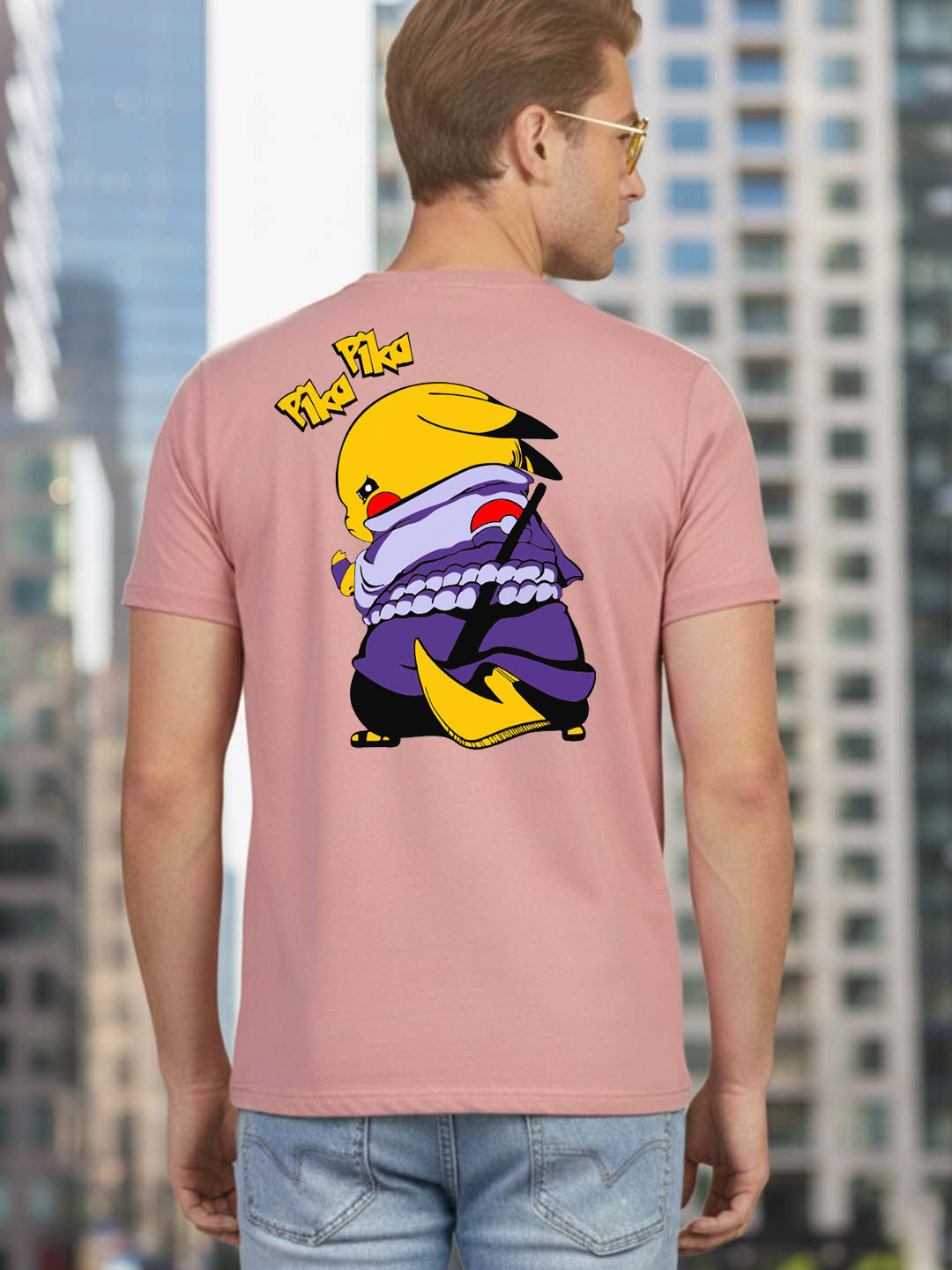 Greylongg Round Neck Cartoon Pika-chu Design Printed T-Shirt.