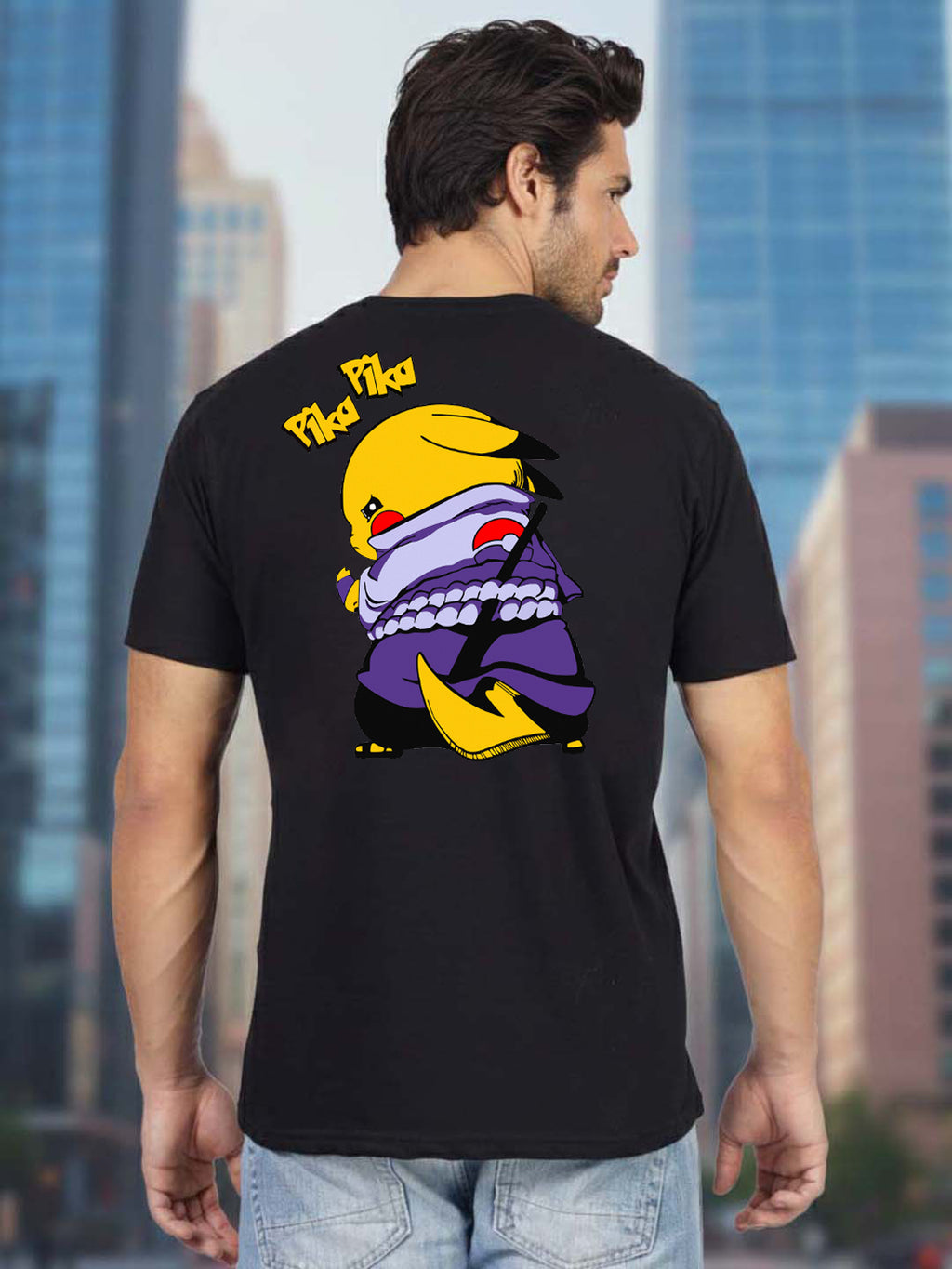 Greylongg Round Neck Cartoon Pika-chu Design Printed T-Shirt.