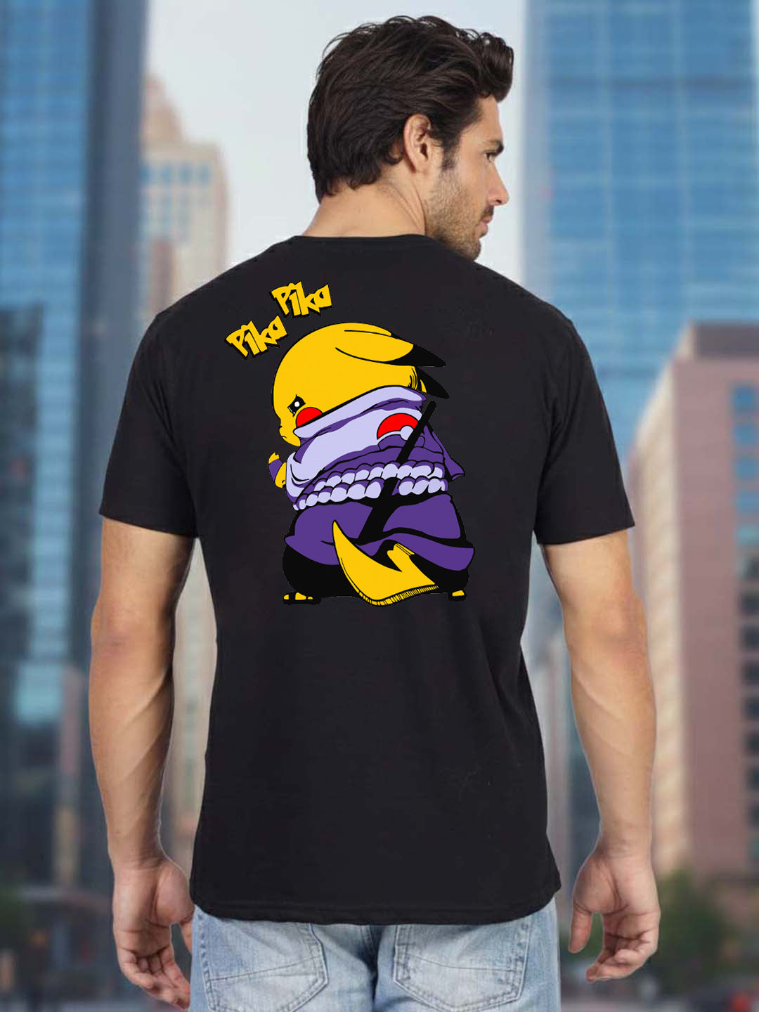 Greylongg Round Neck Cartoon Pika-chu Design Printed T-Shirt.