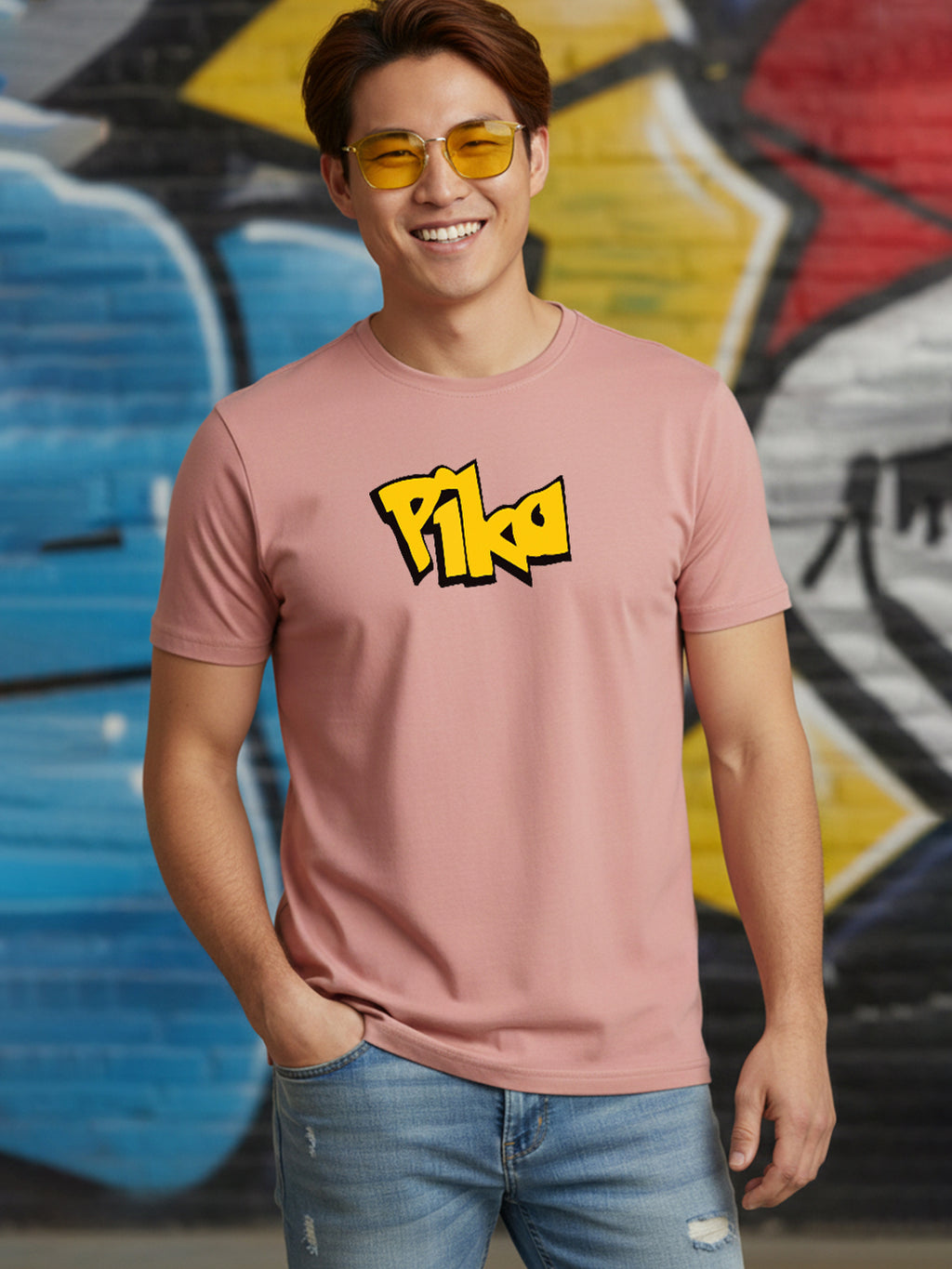 Greylongg Round Neck Cartoon Pika-chu Design Printed T-Shirt.