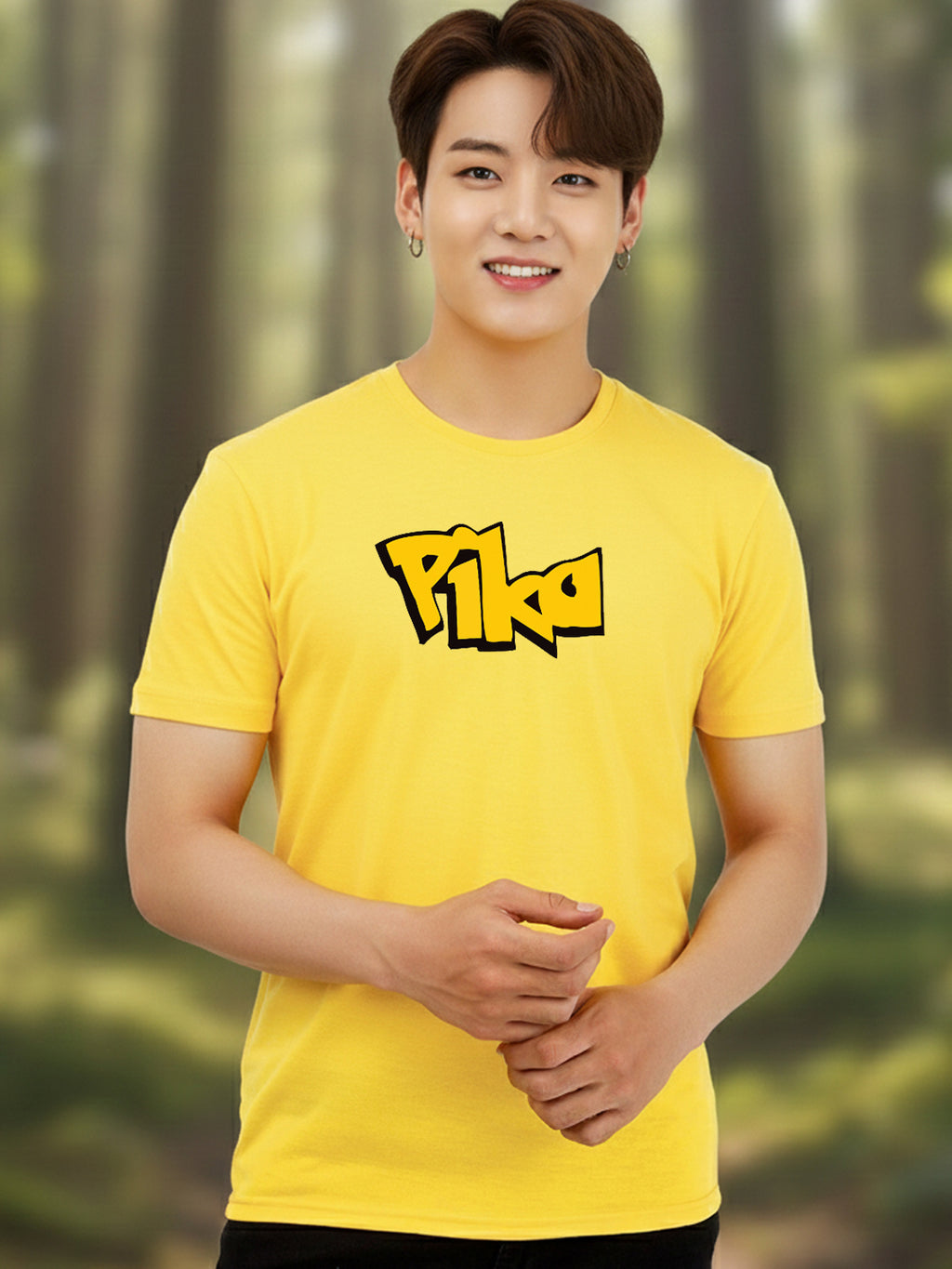 Greylongg Round Neck Cartoon Pika-chu Design Printed T-Shirt.