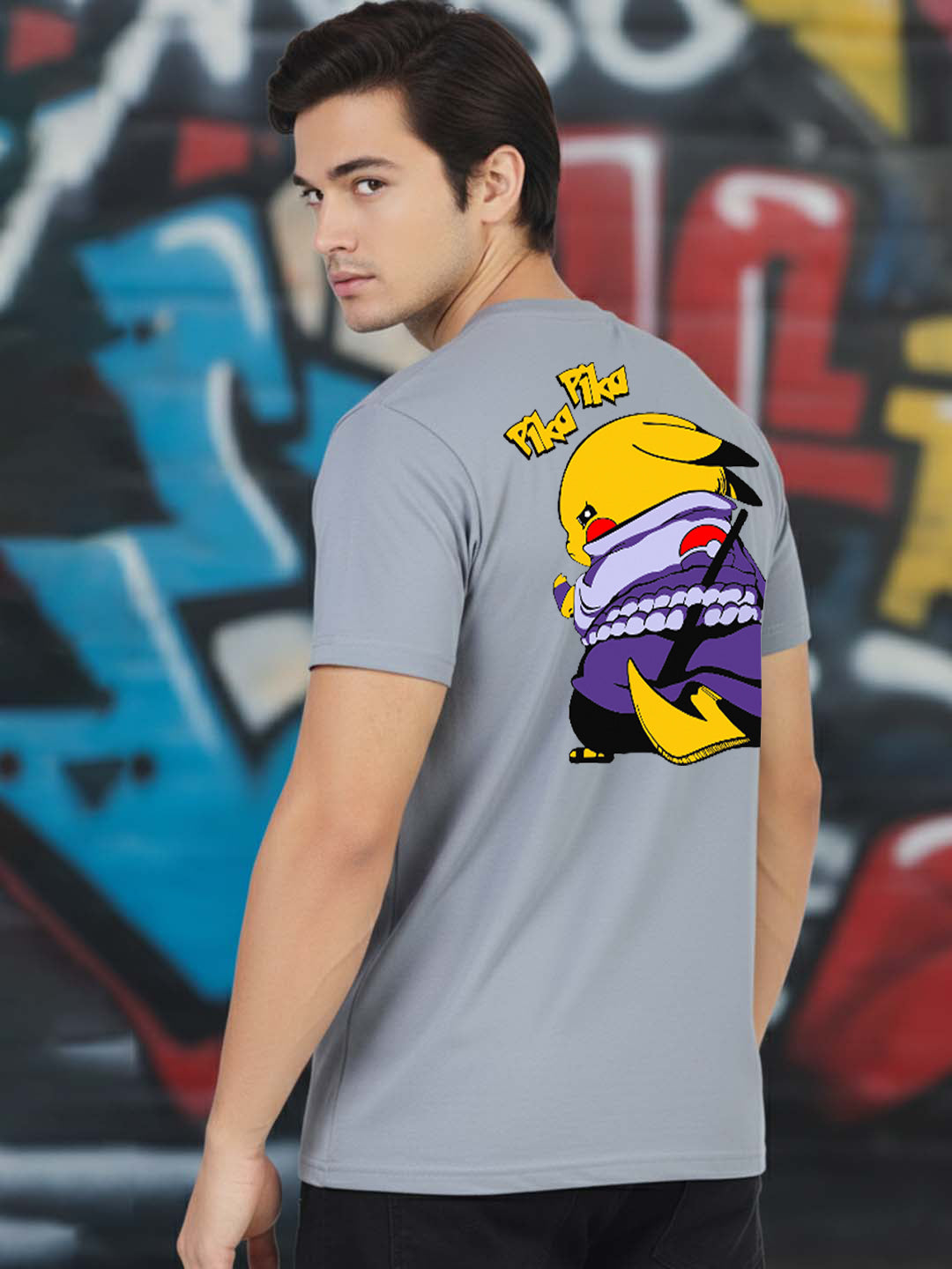 Greylongg Round Neck Cartoon Pika-chu Design Printed T-Shirt.