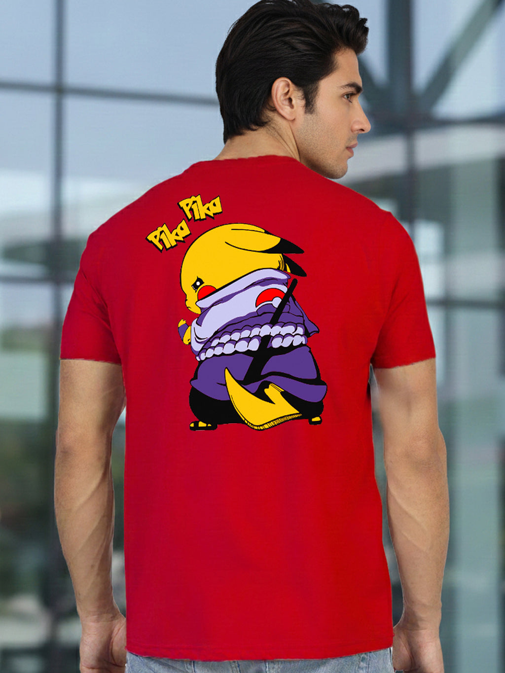 Greylongg Round Neck Cartoon Pika-chu Design Printed T-Shirt.