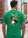 Greylongg Round Neck Cartoon Panda Design Printed T-Shirt.