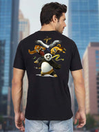 Greylongg Round Neck Cartoon Panda Design Printed T-Shirt.