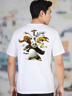 Greylongg Round Neck Cartoon Panda Design Printed T-Shirt.