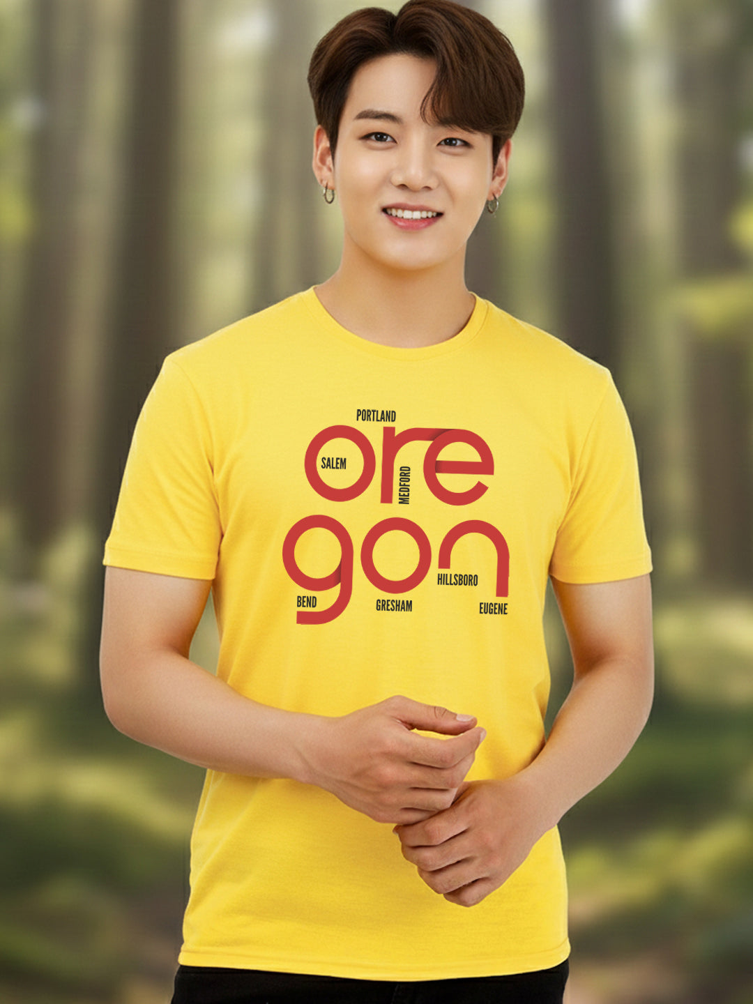 Greylongg Round Neck Oregon Design Printed T-Shirt.