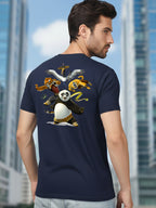 Greylongg Round Neck Cartoon Panda Design Printed T-Shirt.