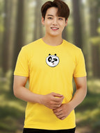 Greylongg Round Neck Cartoon Panda Design Printed T-Shirt.
