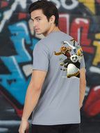 Greylongg Round Neck Cartoon Panda Design Printed T-Shirt.