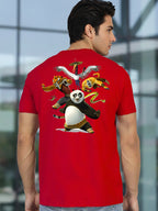 Greylongg Round Neck Cartoon Panda Design Printed T-Shirt.