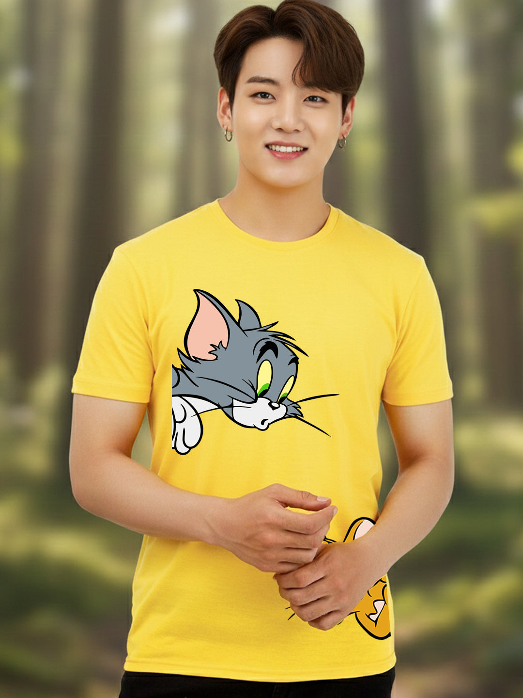 Greylongg Round Neck Cartoon Tom & Jerry Design Printed T-Shirt.